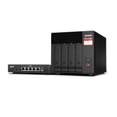 Almacenamiento NAS QNAP TS-473A-SW5T-US, 4C, 8GB RAM, 4 bahías, 2 años + Switch Qnap SW5T 5P
