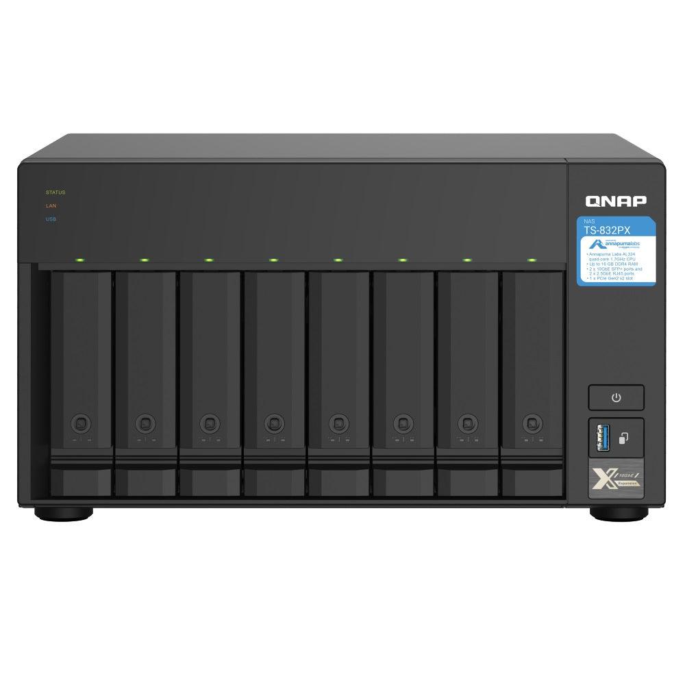 Almacenamiento NAS QNAP TS-832PX-4G, 4C, 4GB RAM, 8 bahías, 2 años Imagen secundaria del producto