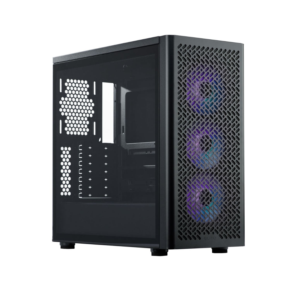 Case Cooler Master Elite 502, Mid Tower, ATX, eATX, iTX, Micro ATX, Vidrio Templado, sin fuente, Negro, 1 año (E502-KGNN-S00)