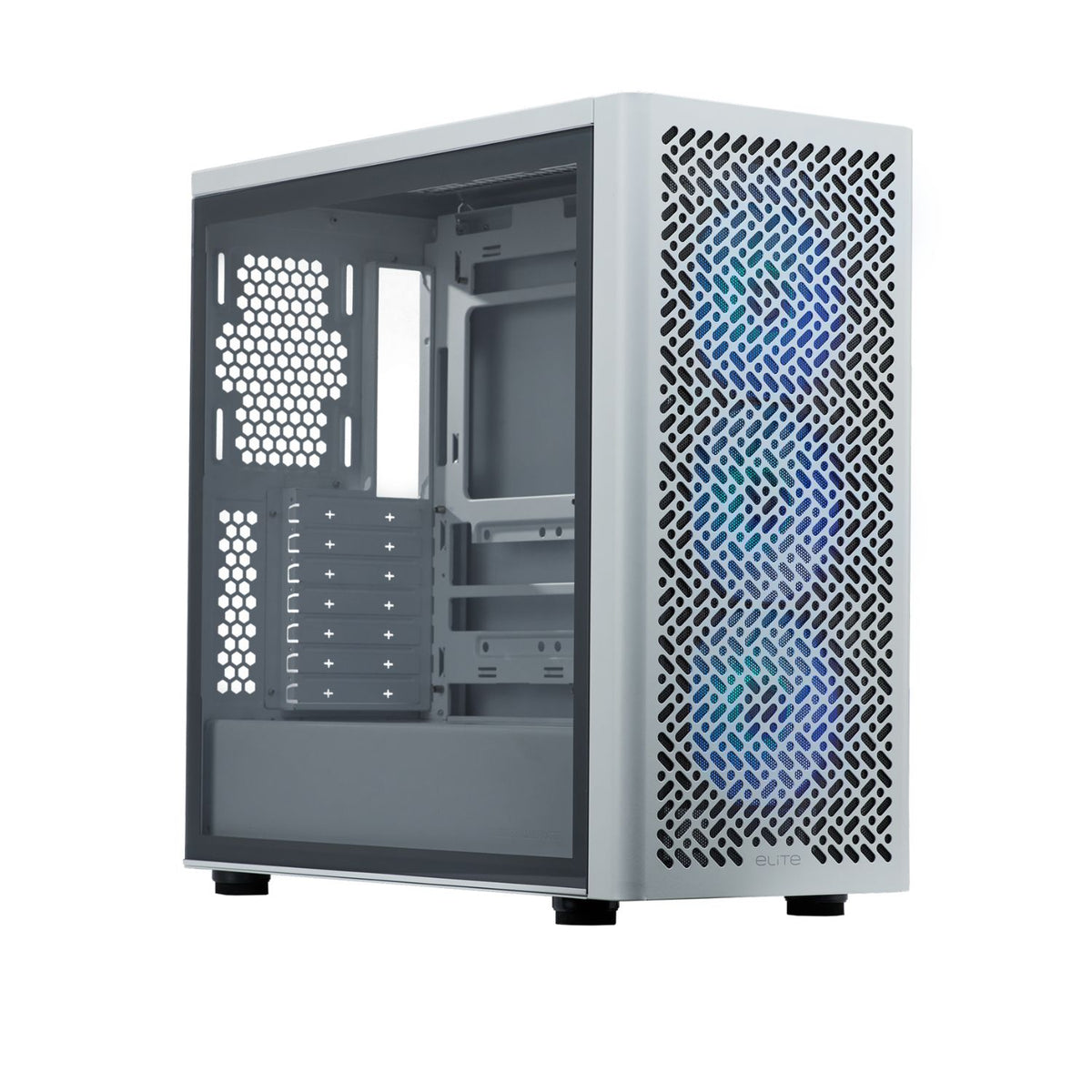Case Cooler Master Elite 502, Mid Tower, ATX, eATX, iTX, Micro ATX, Vidrio Templado, sin fuente, Blanco, 1 año (E502-WGNN-S00)