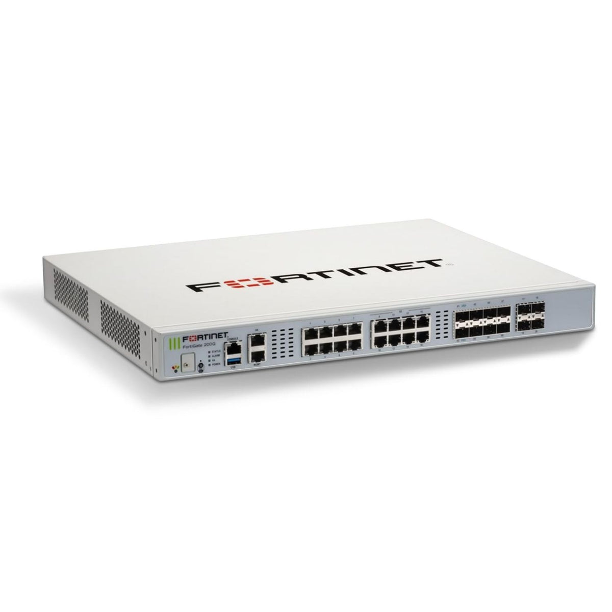 Firewall Fortinet FortiGate 200G, 10GbE, 8 5GbE, 4 SFP, 8 SFP+, solo hardware, 1 Año (FG-200G)