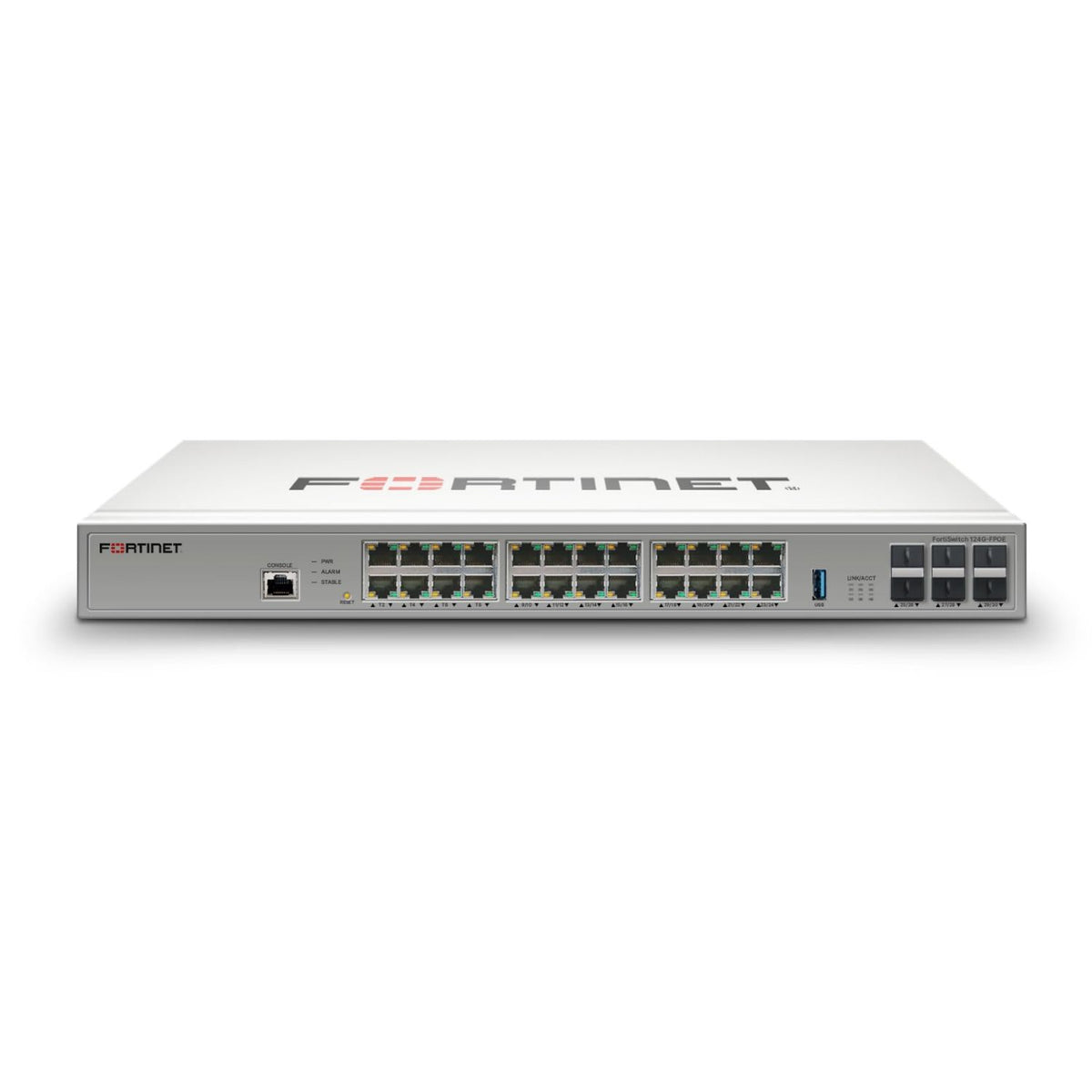 FortiSwitch Fortinet 124G-FPOE, L2+, 24GbE, 24/24 PoE, 4 SFP+, 780W, 1 Año hardware (FS-124G-FPOE)