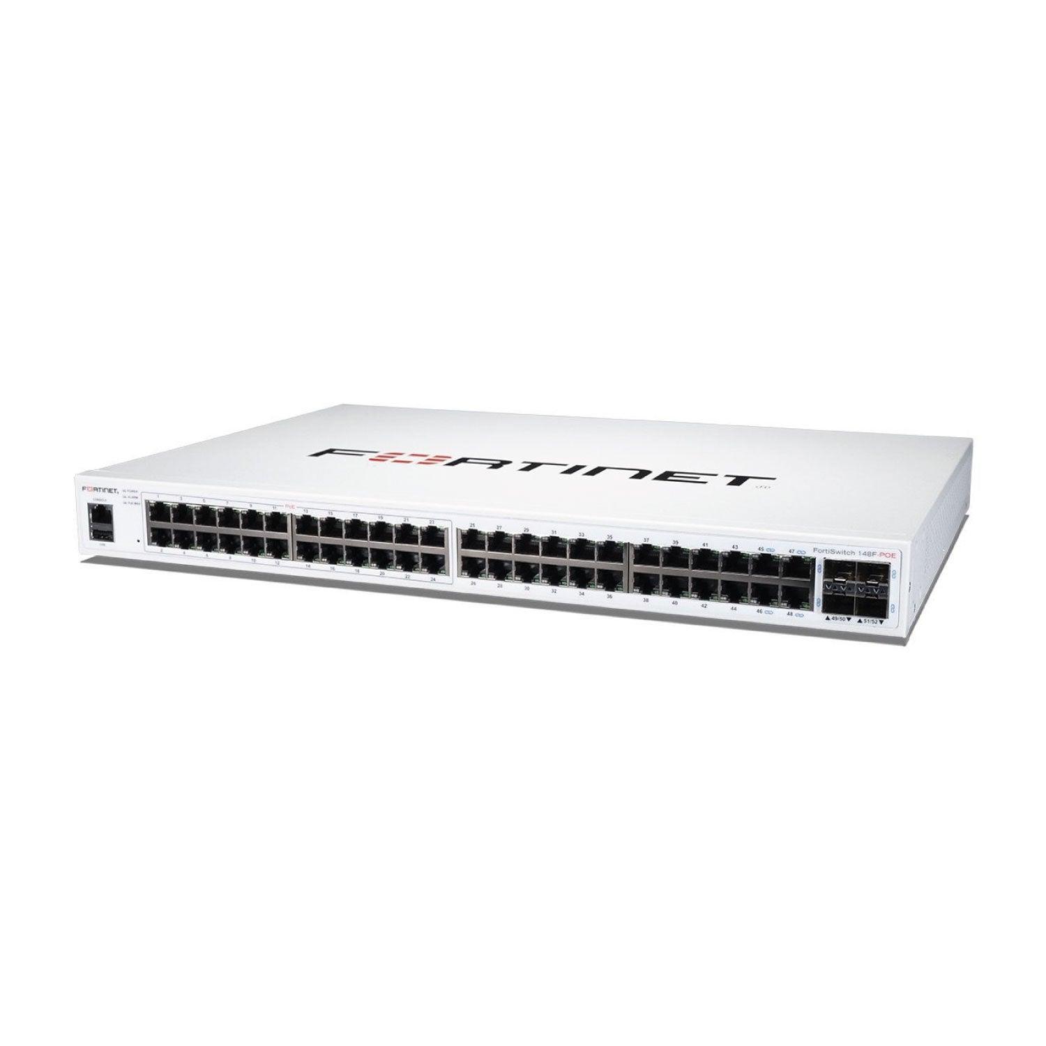 FortiSwitch Fortinet 148F-POE, L2+, 48GbE, 24/48 PoE, 4 SFP+, 370W, 1 Año hardware (FS-148F-POE) Imagen secundaria del producto