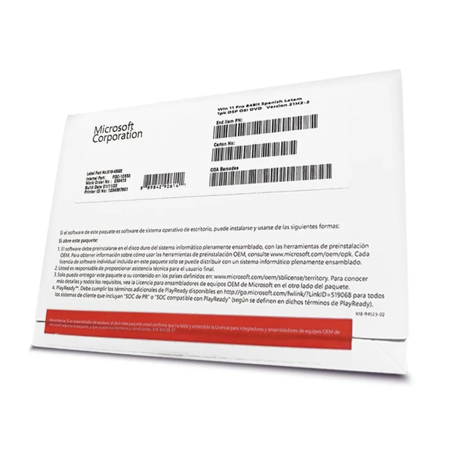 Microsoft Windows 11 Profesional, 64bits, español - OEM (FQC-10553)