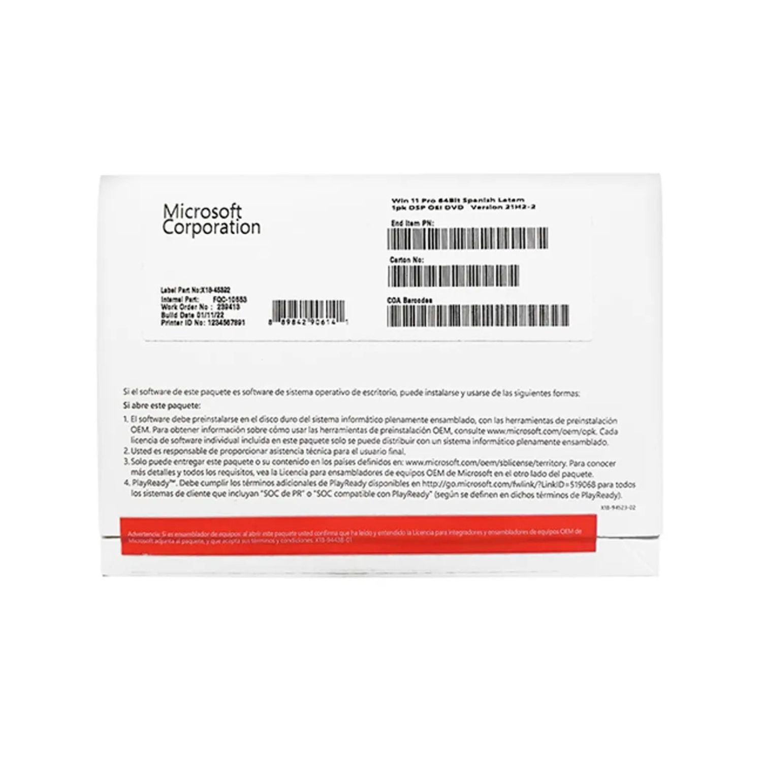 Microsoft Windows 11 Profesional, 64bits, español - OEM (FQC-10553) Imagen principal del producto