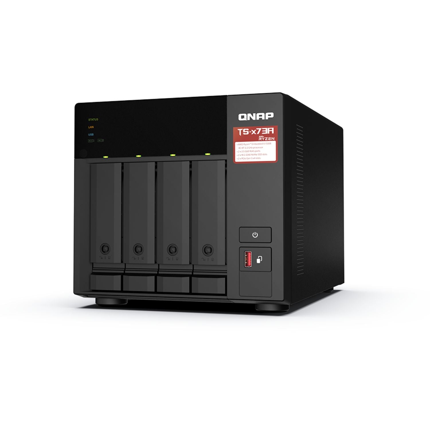 Almacenamiento NAS QNAP TS-473A-8G-US, 4C, 8GB RAM, 4 bahías, 0TB, 2 años Imagen principal del producto