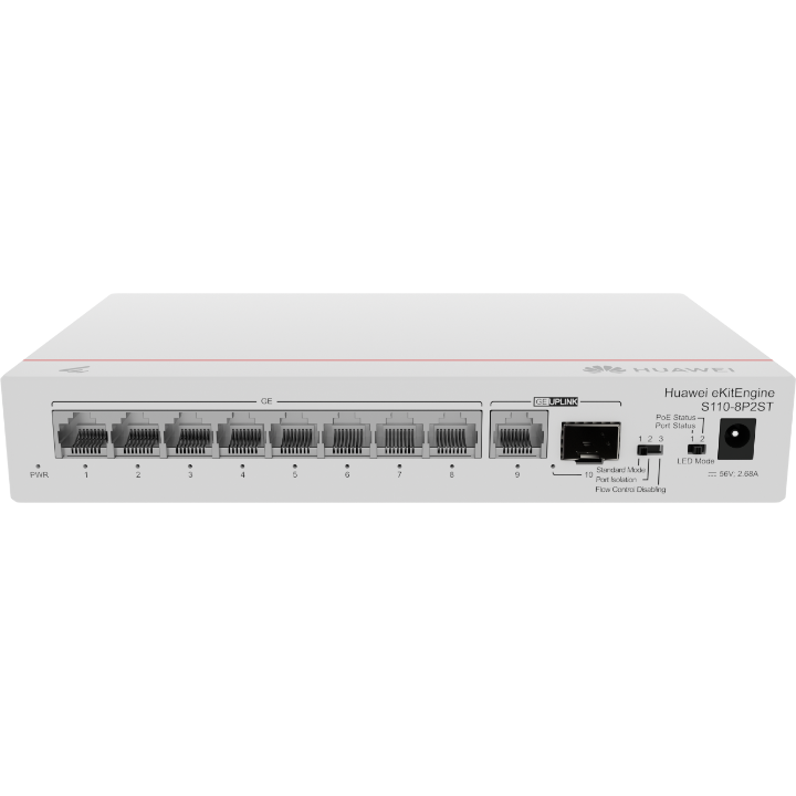 Switch Huawei S110-8P2ST, 8 GbE, PoE, 124W, 1 Años (S110-8P2ST)