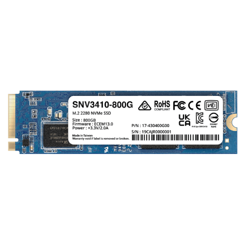 Disco Sólido Synology SNV3410, 800GB, NVMe, M.2 2280, 3 años (SNV3410-800G) Imagen principal del producto