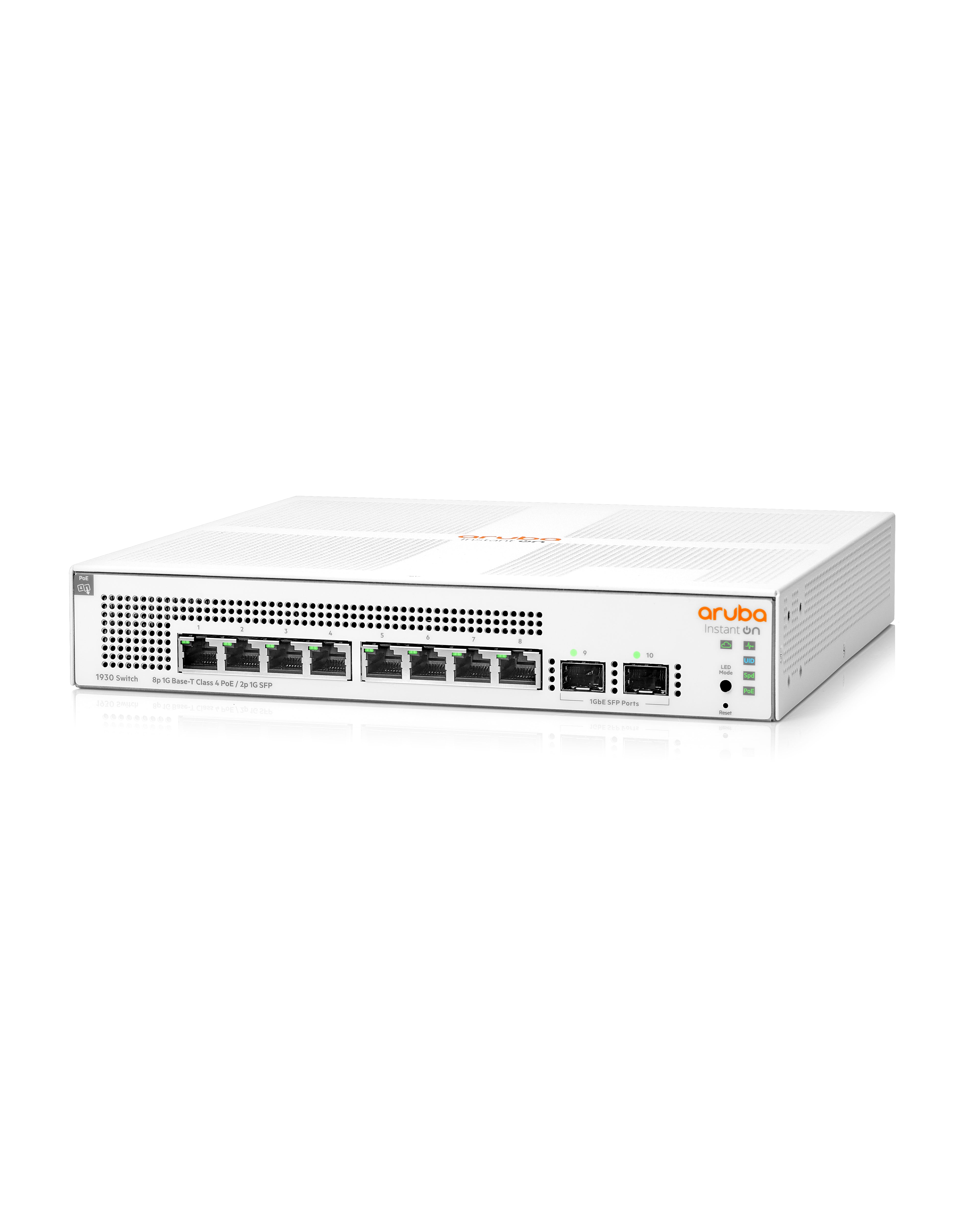 Switch Administrable HPE Aruba IO 1930, 8 GbE, PoE, 124W, 2 SFP, L2, 2 Años (JL681A) Imagen principal del producto