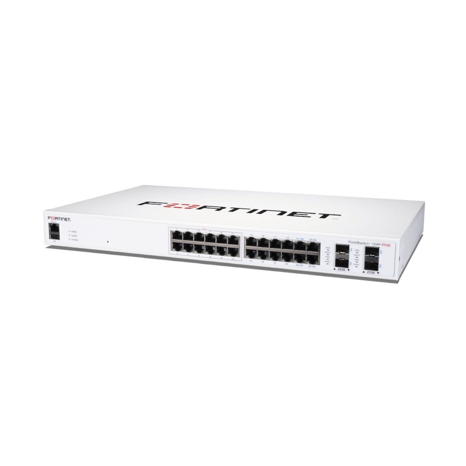 FortiSwitch Fortinet 124F-POE, L2+,24GbE, 12/24 PoE, 4 SFP+, 185W, 1 Año hardware (FS-124F-POE) Imagen secundaria del producto