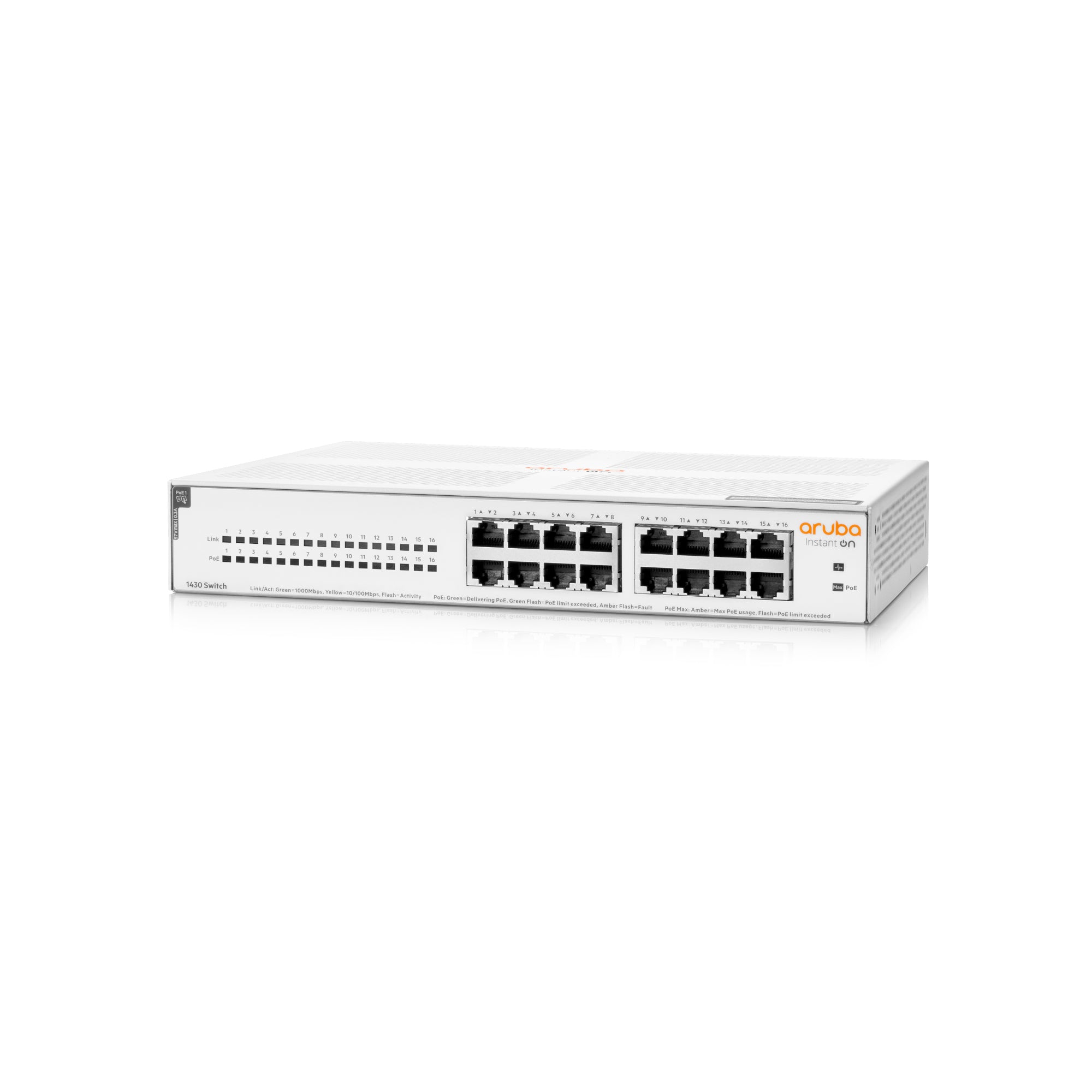 Switch HPE Aruba IO 1430, 16 GbE, PoE, 124W, 2 Años (R8R48A) Imagen secundaria del producto
