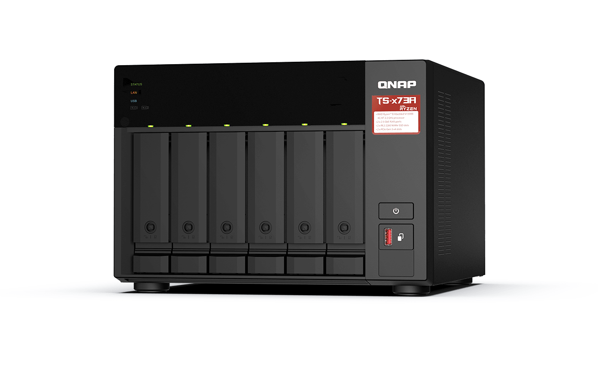 Almacenamiento NAS QNAP TS-673A-8G, 4C, 8GB RAM, 6 bahías, 2 años Imagen principal del producto