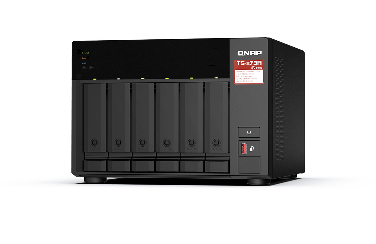 Almacenamiento NAS QNAP TS-673A-8G, 30TB, 4C, 8GB RAM, 6 bahías, 2 años