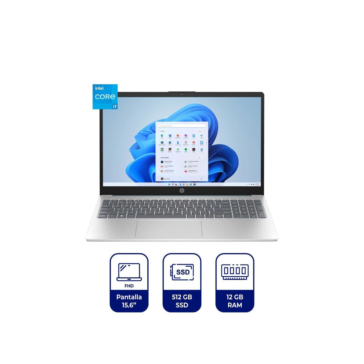 Laptop HP 15-fd0006la, Intel Core i7-1355U, 12GB, SSD 512GB, FHD 15.6", FreeDOS, 1 Año (802N8LA)