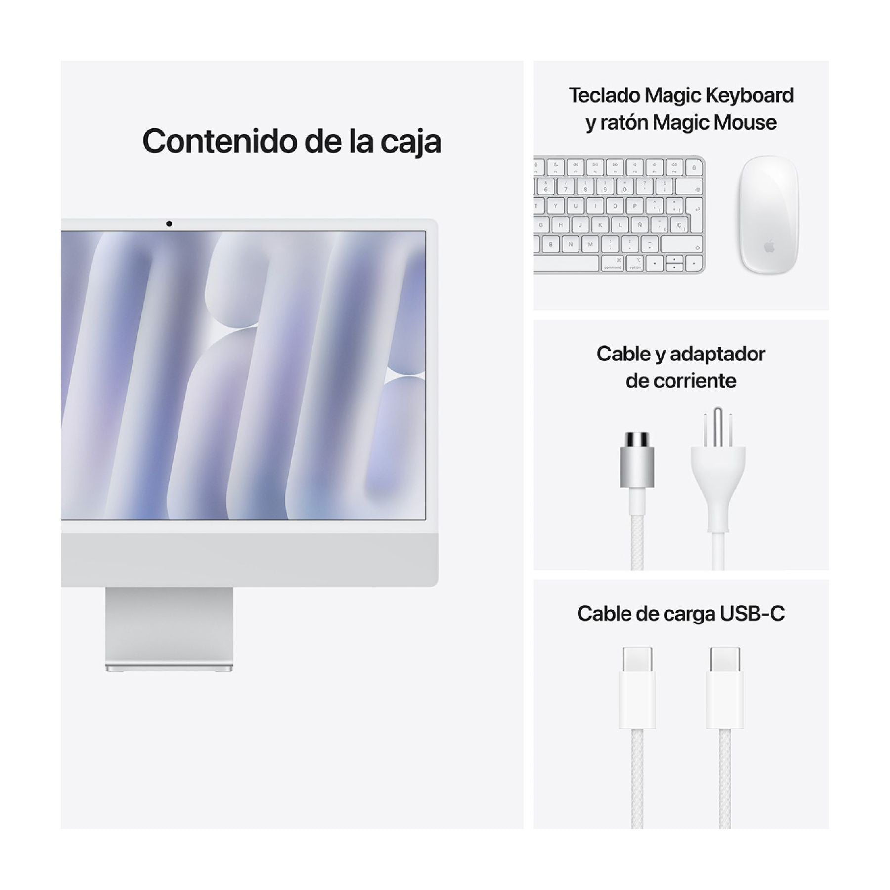 iMac Apple, M4, 16GB, SSD 256GB, 8C, 24" Retina, macOS, 1 año (MWUC3LZ/A)