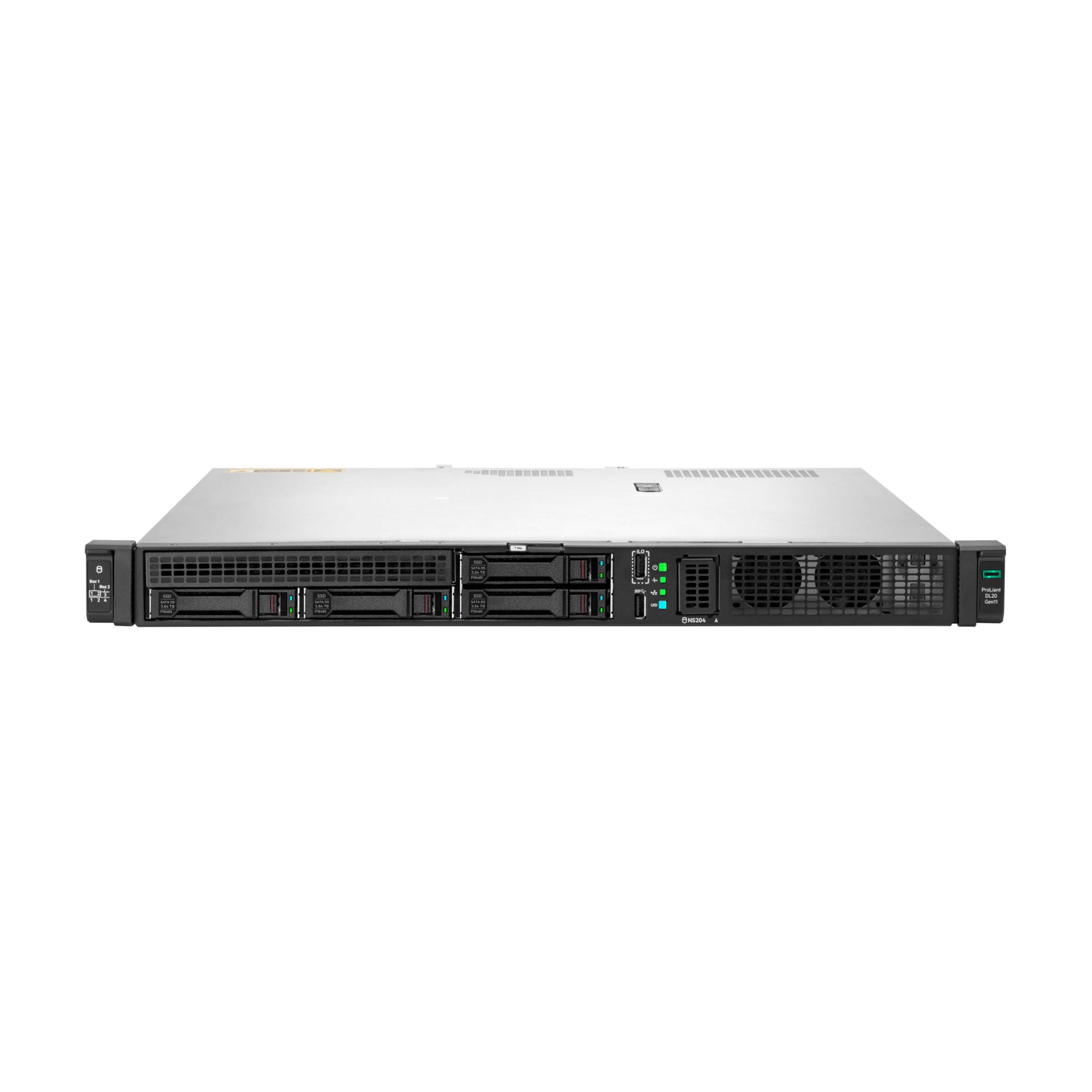 Servidor HPE ProLiant DL20 Gen11, Intel Xeon 6325p, 4C/8T, 1X32GB, 2x480GBSSD, 1X500W, 3 Años (P86721-DM5)