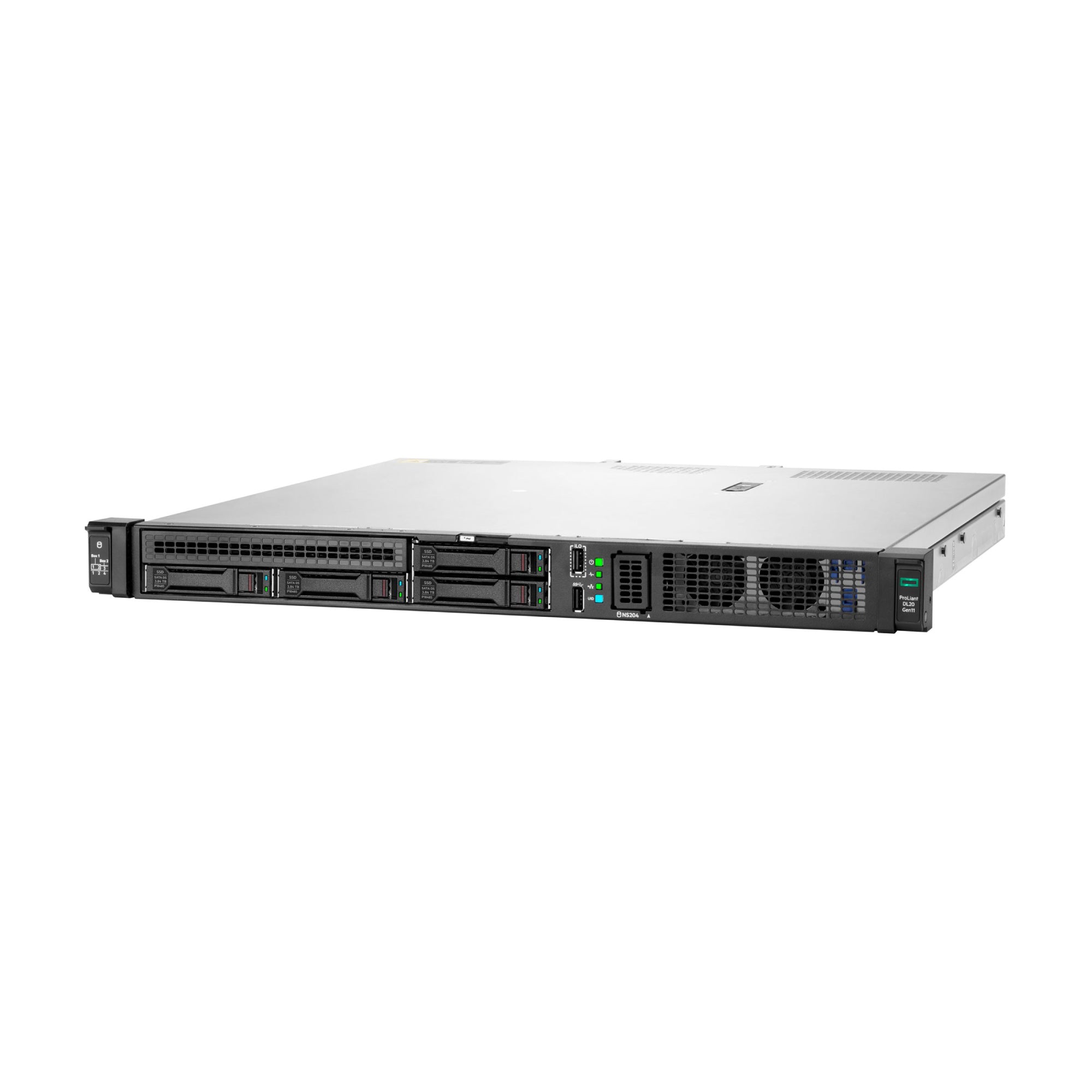 Servidor HPE ProLiant DL20 Gen11, Intel Xeon 6325p, 4C/8T, 1X32GB, 2x480GBSSD, 1X500W, 3 Años (P86721-DM5)