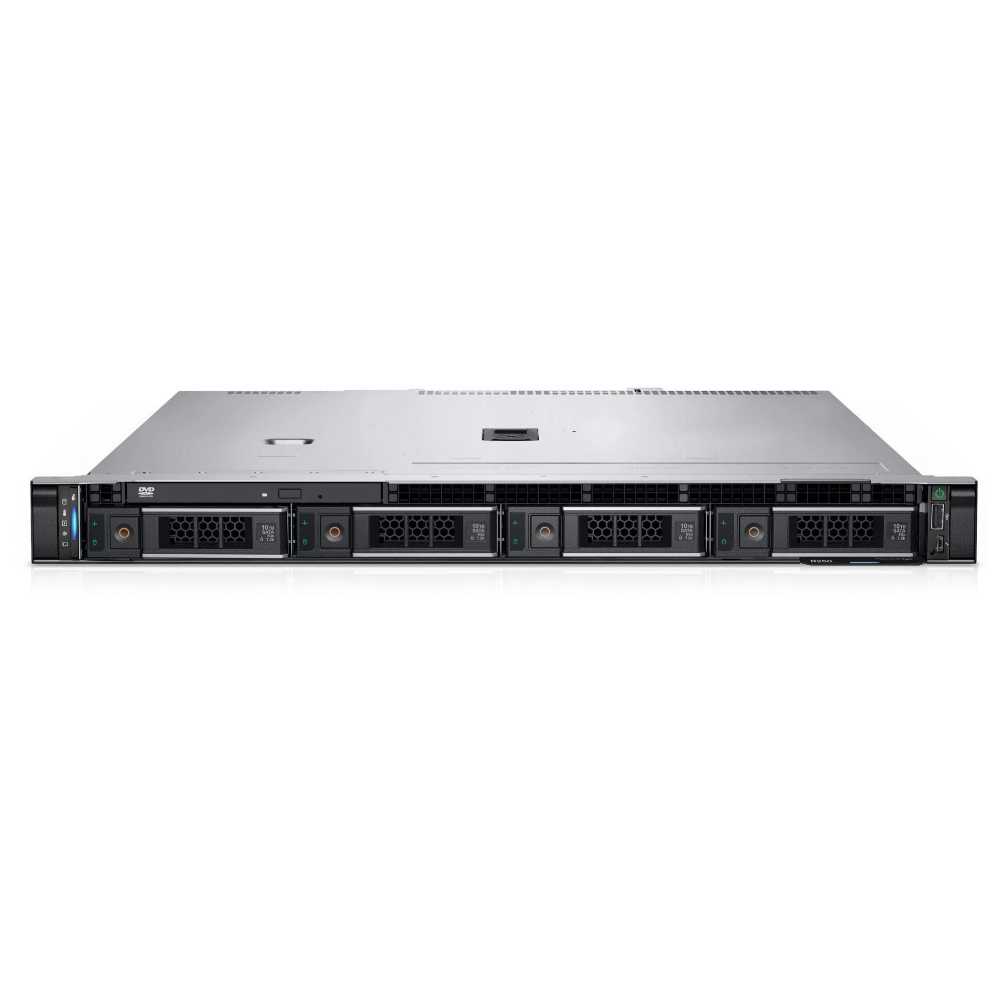 Servidor Dell R250, Xeon E-2324G 4C/4T, 128GB, 4TB HDD, 3.5"x4, 1 año